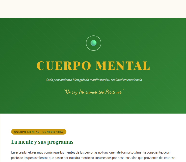 Vista interior: cuerpo mental y la mente y sus programas