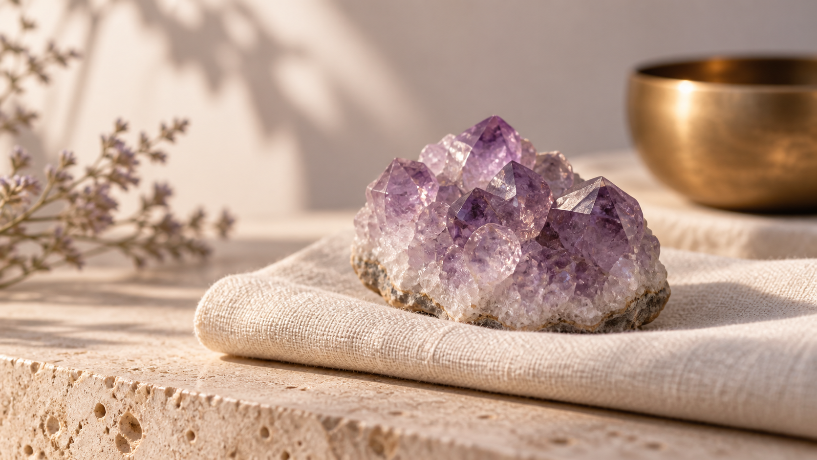 Cristal de amatista en tonos violetas